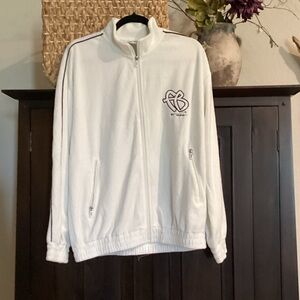 White Full-Zip Track Jacket with Chest Logo